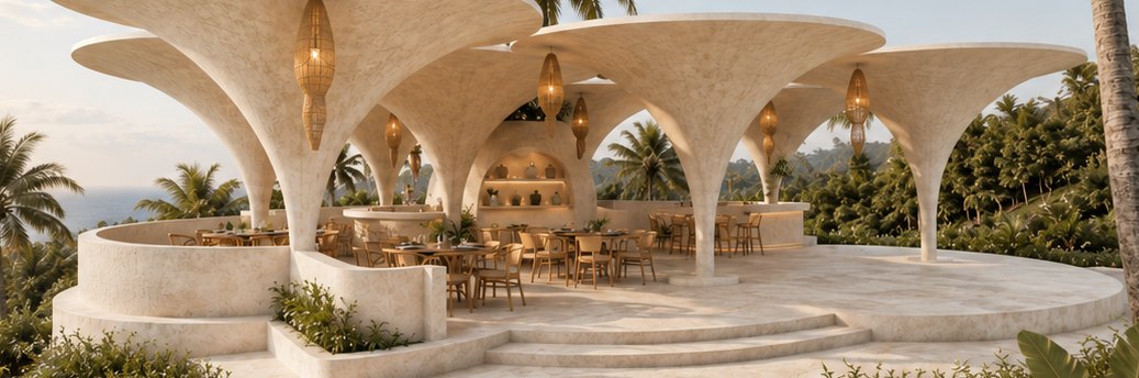 Open-air community pavilion at Mentigi Bay