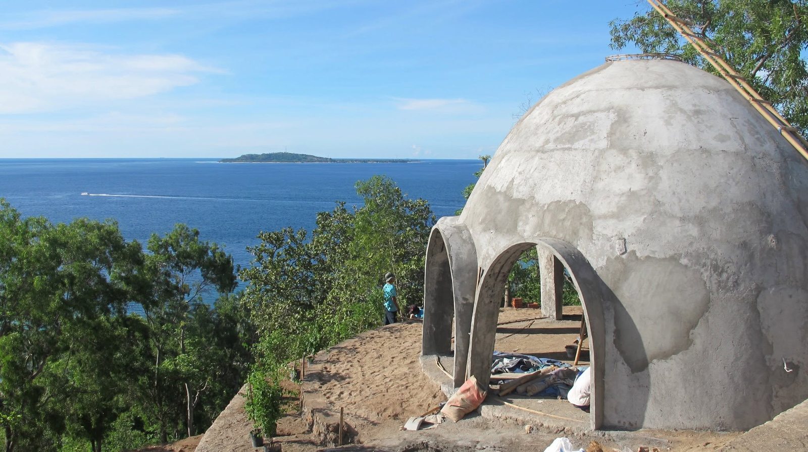 Freshly plastered dome overlooking the sea