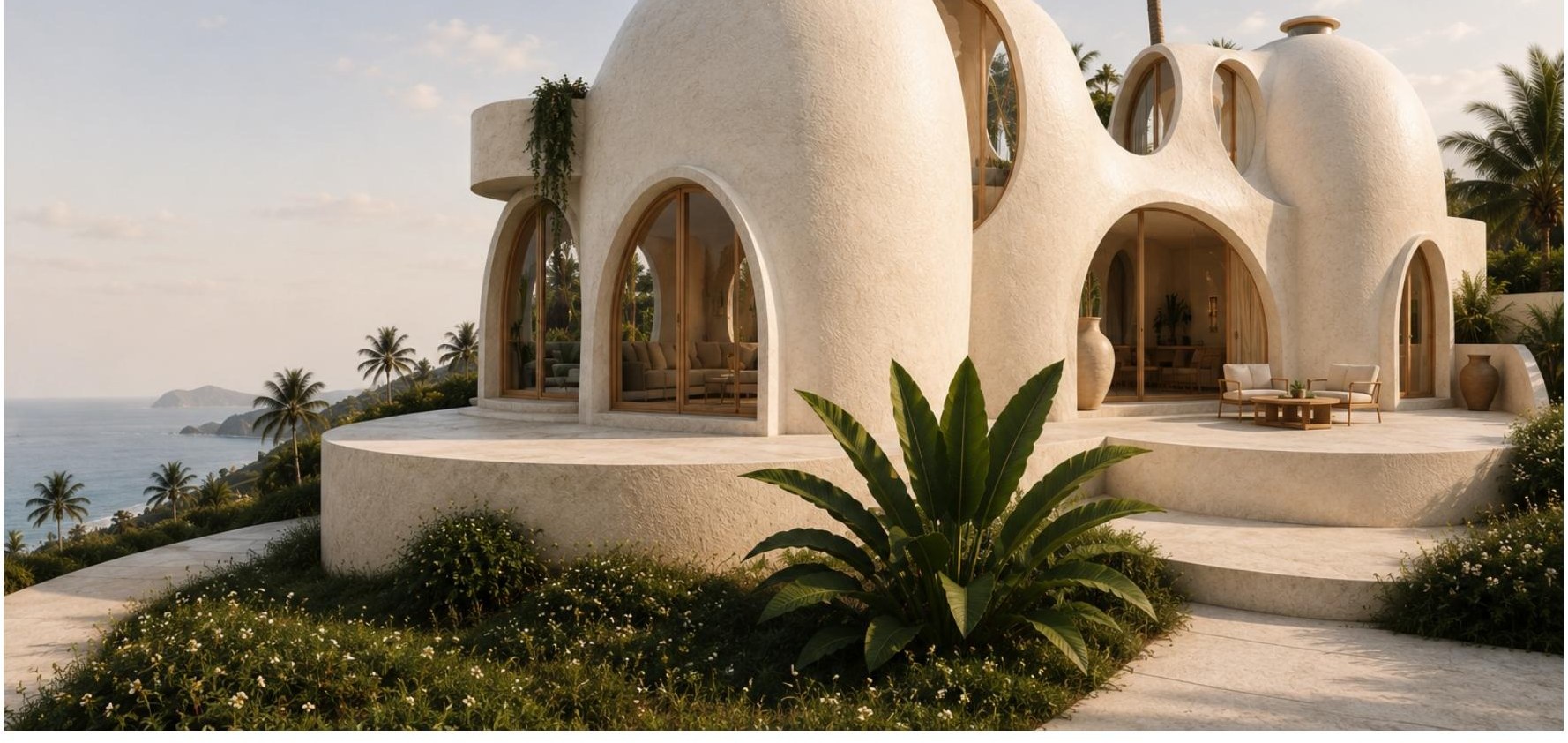 Dome villa with palm trees at Al-Quba