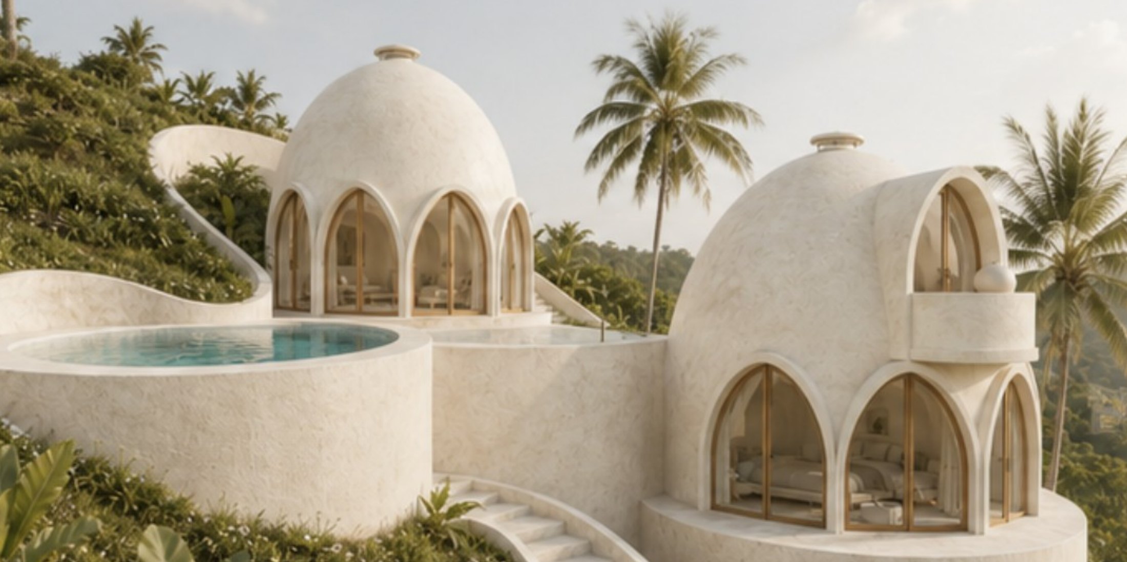 Al-Quba dome villa with private pool — investment in North Lombok