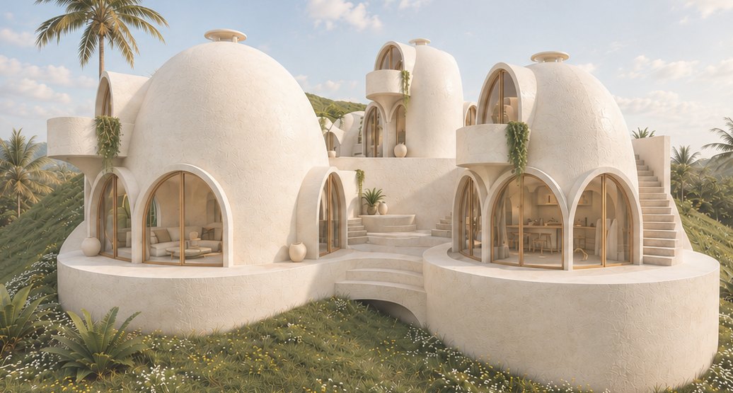Hillside dome villas overlooking North Lombok